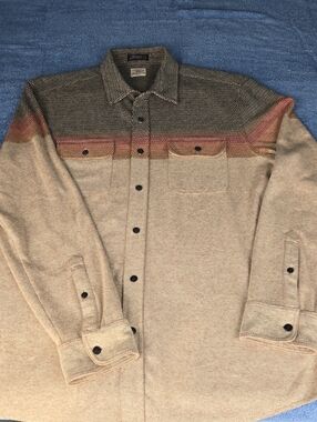 Faherty Men's Casual Button Down Shirt in Tan with Multicolor Yoke